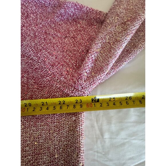 Elegant Pink Gradient Sparkle Knit Cardigan & White Top With Necklace - Picture 9 of 10